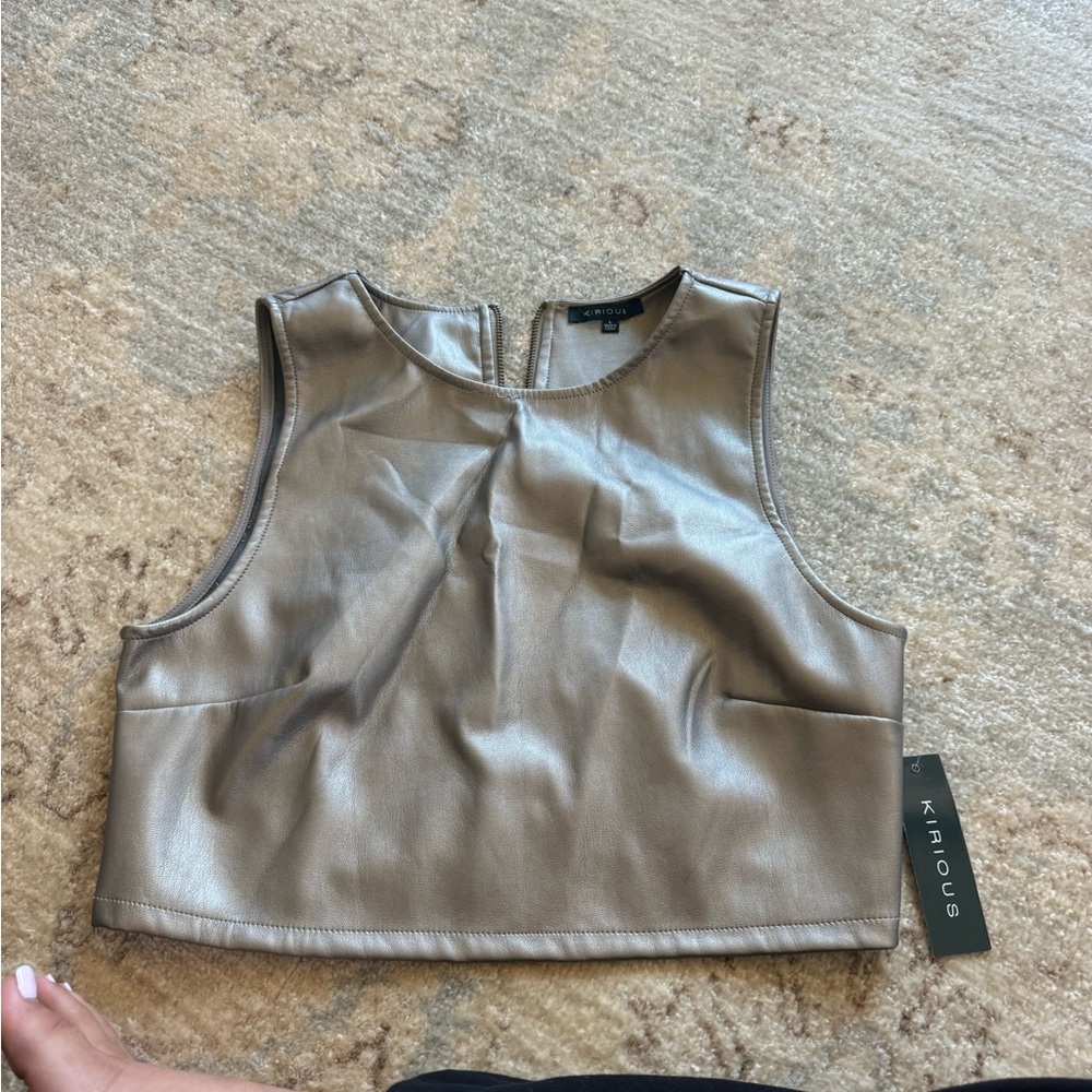Brassy gold  Boxy Crop Tank Top